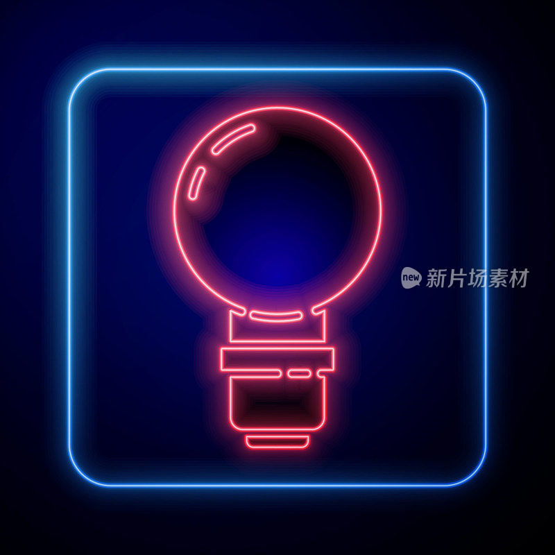 Glowing neon Light bulb with concept of idea icon isolated on blue background. Energy and idea symbol. Inspiration concept. Vector Illustration